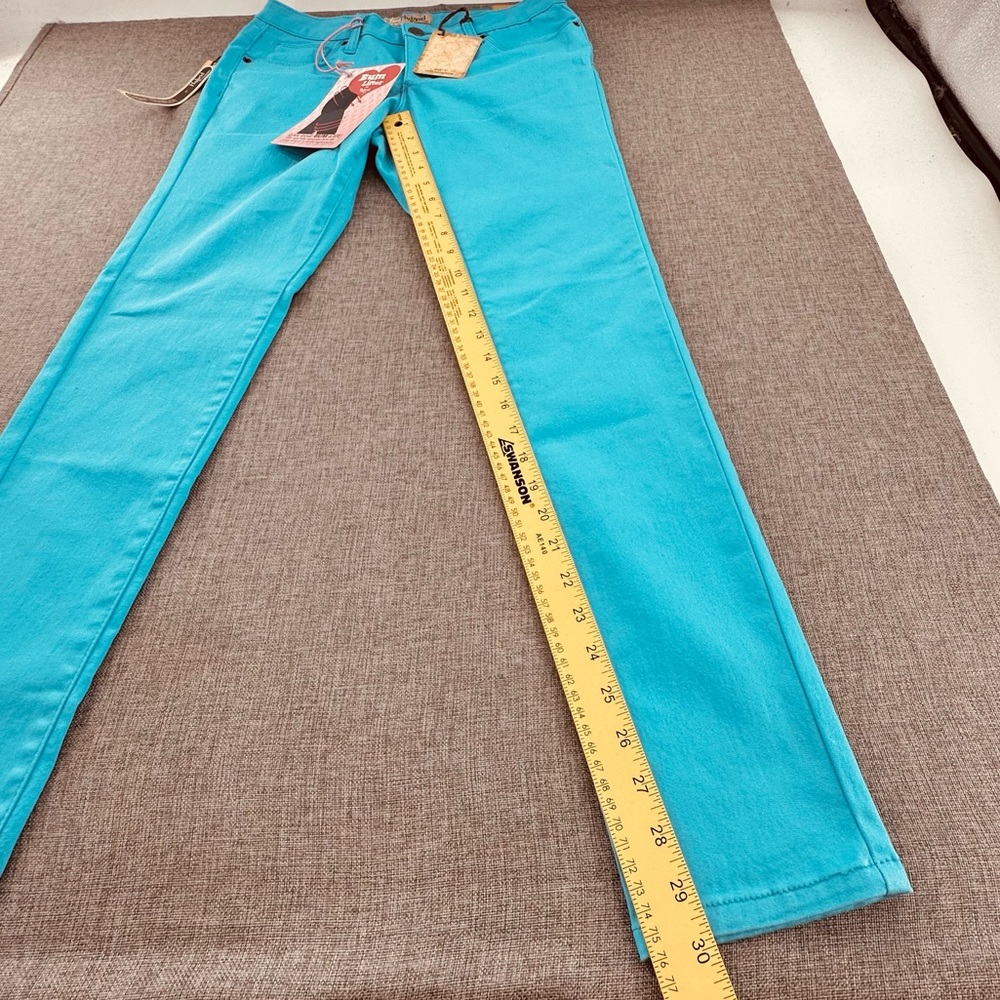NEW! Hybrid & Company Skinny‎ Jeans Bum Lifter Turquoise 9 Cotton Blend Stretch - Picture 8 of 14